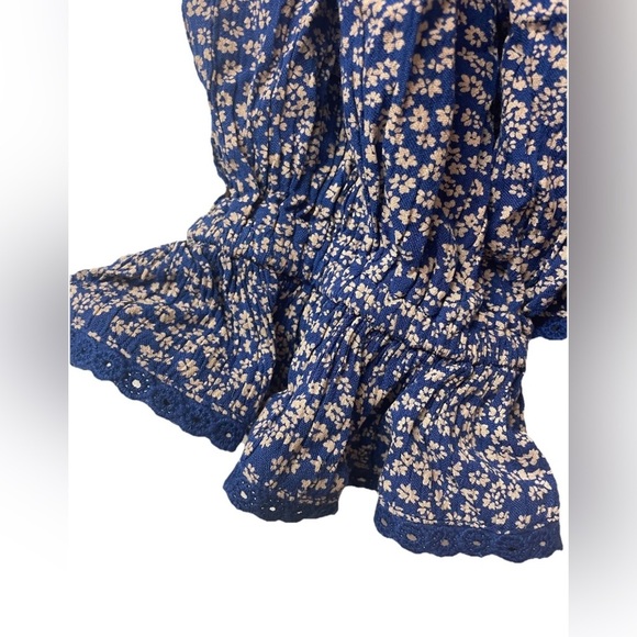 NWT Free People Women's Brittnee Printed Top in Blue Combo Ditzy floral Size M - Picture 5 of 11